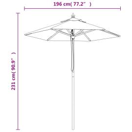 Umbrelă de soare de grădină stâlp din lemn cărămiziu 196x231 cm, 8 image