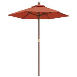 Umbrelă de soare de grădină stâlp din lemn cărămiziu 196x231 cm, 2 image