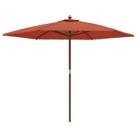 Umbrelă de soare de grădină stâlp din lemn cărămiziu 299x240 cm, 2 image