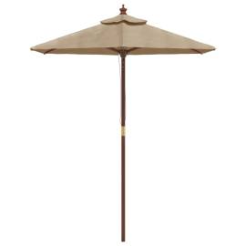 Umbrelă de soare de grădină stâlp din lemn gri taupe 196x231 cm, 3 image