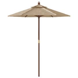 Umbrelă de soare de grădină stâlp din lemn gri taupe 196x231 cm, 4 image