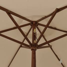 Umbrelă de soare de grădină stâlp din lemn gri taupe 196x231 cm, 6 image