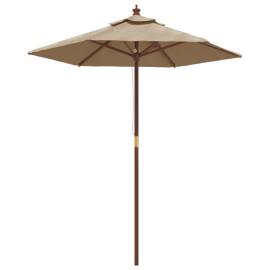 Umbrelă de soare de grădină stâlp din lemn gri taupe 196x231 cm, 2 image