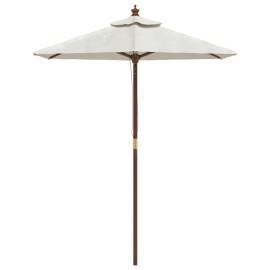 Umbrelă de soare de grădină stâlp din lemn nisipiu 196x231 cm, 3 image