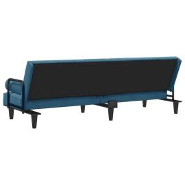 Canapea extensibilă cu cotiere, catifea albastră, 5 image