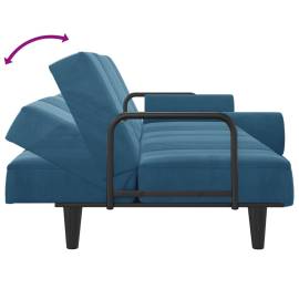 Canapea extensibilă cu cotiere, catifea albastră, 8 image