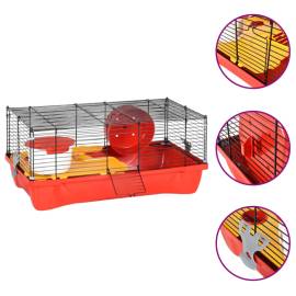 Cușcă de hamsteri, roșu, 58x32x36 cm, polipropilenă și metal