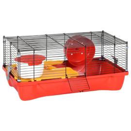 Cușcă de hamsteri, roșu, 58x32x36 cm, polipropilenă și metal, 2 image