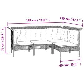 Set mobilier de grădină cu perne, 10 piese, gri, poliratan, 10 image