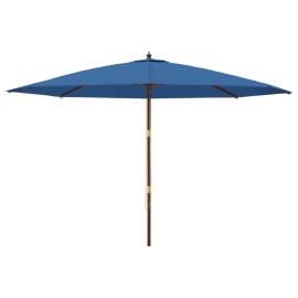 Umbrelă de soare de grădină stâlp din lemn, albastru 400x273 cm, 3 image
