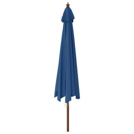 Umbrelă de soare de grădină stâlp din lemn, albastru 400x273 cm, 5 image