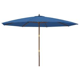 Umbrelă de soare de grădină stâlp din lemn, albastru 400x273 cm, 2 image