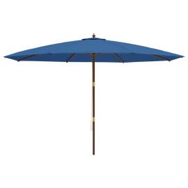 Umbrelă de soare de grădină stâlp din lemn, albastru 400x273 cm, 4 image