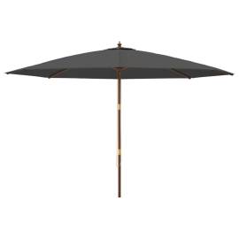 Umbrelă de soare de grădină stâlp din lemn, antracit 400x273 cm, 3 image
