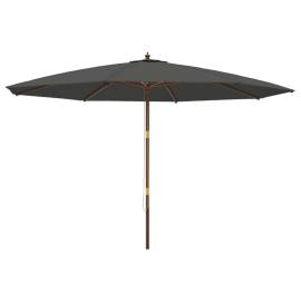 Umbrelă de soare de grădină stâlp din lemn, antracit 400x273 cm, 2 image