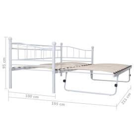 Cadru de pat, alb, 180 x 200/90 x 200 cm, oțel, 8 image