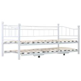 Cadru de pat, alb, 180 x 200/90 x 200 cm, oțel, 3 image