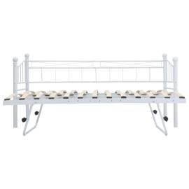 Cadru de pat, alb, 180 x 200/90 x 200 cm, oțel, 5 image