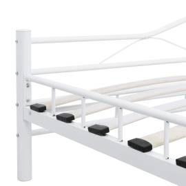 Cadru de pat, alb, 200 x 200 cm, metal, 6 image