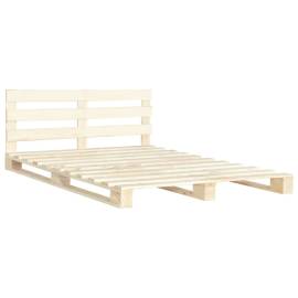 Cadru de pat din paleți, 140 x 200 cm, lemn masiv de pin, 2 image