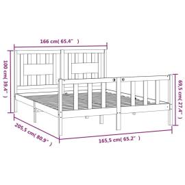 Cadru de pat cu tăblie, negru, 160x200 cm, lemn masiv de pin, 6 image