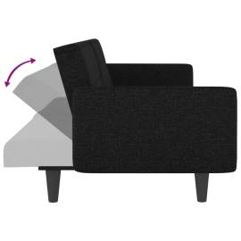 Canapea extensibilă cu suporturi de pahare, negru, textil, 9 image