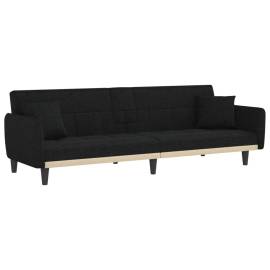 Canapea extensibilă cu suporturi de pahare, negru, textil, 2 image