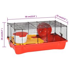 Cușcă de hamsteri, roșu, 58x32x36 cm, polipropilenă și metal, 8 image