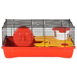 Cușcă de hamsteri, roșu, 58x32x36 cm, polipropilenă și metal, 6 image
