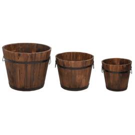 Set de jardiniere tip găleată, 3 piese, lemn masiv de brad, 2 image
