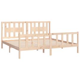 Cadru de pat cu tăblie 200x200 cm, lemn masiv de pin, 4 image