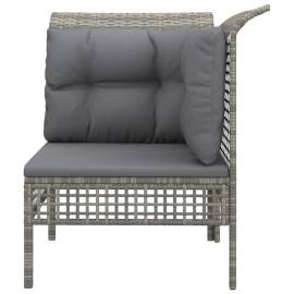 Canapea de colț cu pernă de grădină, gri, poliratan, 5 image