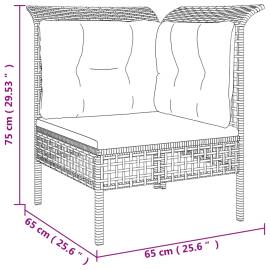 Canapea de colț cu pernă de grădină, gri, poliratan, 8 image