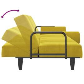 Canapea extensibilă cu cotiere, galben, catifea, 8 image