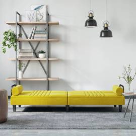 Canapea extensibilă cu cotiere, galben, catifea, 3 image