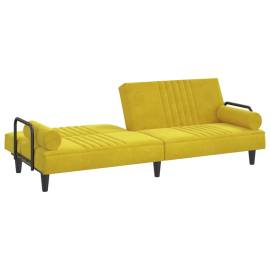 Canapea extensibilă cu cotiere, galben, catifea, 6 image