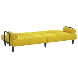 Canapea extensibilă cu cotiere, galben, catifea, 7 image