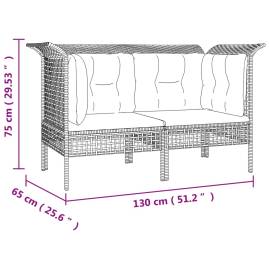 Canapele de colț de grădină cu perne, 2 buc., gri, poliratan, 8 image