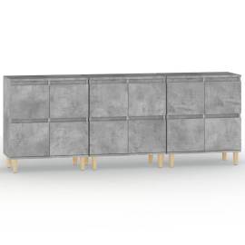 Servante, 3 buc, gri beton, 60x35x70 cm, lemn prelucrat, 2 image