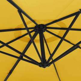 Umbrelă de soare montată pe perete, cu led-uri, galben, 290 cm, 8 image