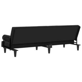 Canapea extensibilă cu cotiere, negru, catifea, 5 image