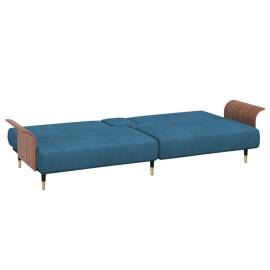 Canapea extensibilă cu suporturi de pahare, albastru, catifea, 8 image