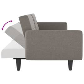 Canapea extensibilă cu suporturi de pahare, gri taupe, textil, 9 image