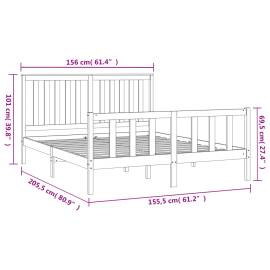 Cadru de pat cu tăblie king size 5ft, gri, 150x200 cm, lemn pin, 6 image