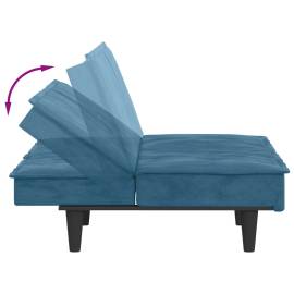 Canapea extensibilă cu suporturi de pahare, albastru, catifea, 9 image