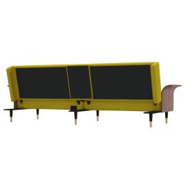 Canapea extensibilă cu suporturi de pahare, galben, catifea, 7 image