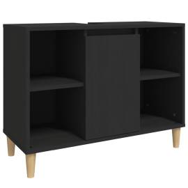 Dulap de chiuvetă, negru, 80x33x60 cm, lemn prelucrat, 2 image