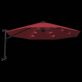 Umbrelă de soare montată pe perete cu led-uri roșu aprins 290cm, 7 image