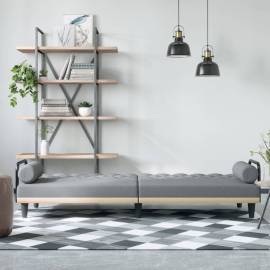 Canapea extensibilă cu cotiere, gri deschis, textil, 3 image