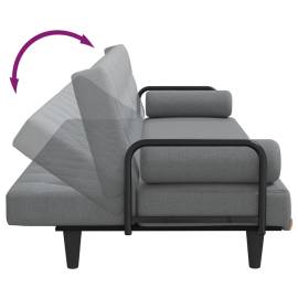 Canapea extensibilă cu cotiere, gri deschis, textil, 9 image